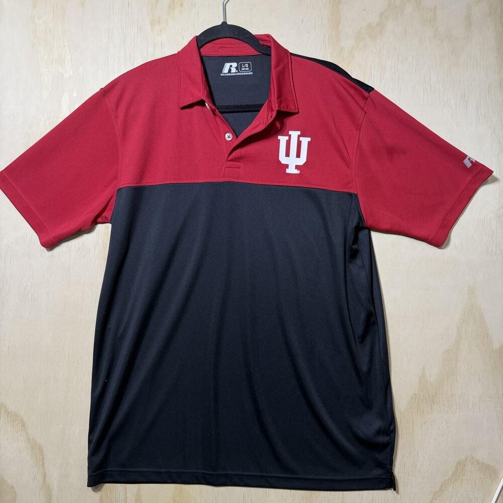 Russell Athletic Indiana Hoosiers Polo Shirt Red Black NCAA‎ Men’s Large